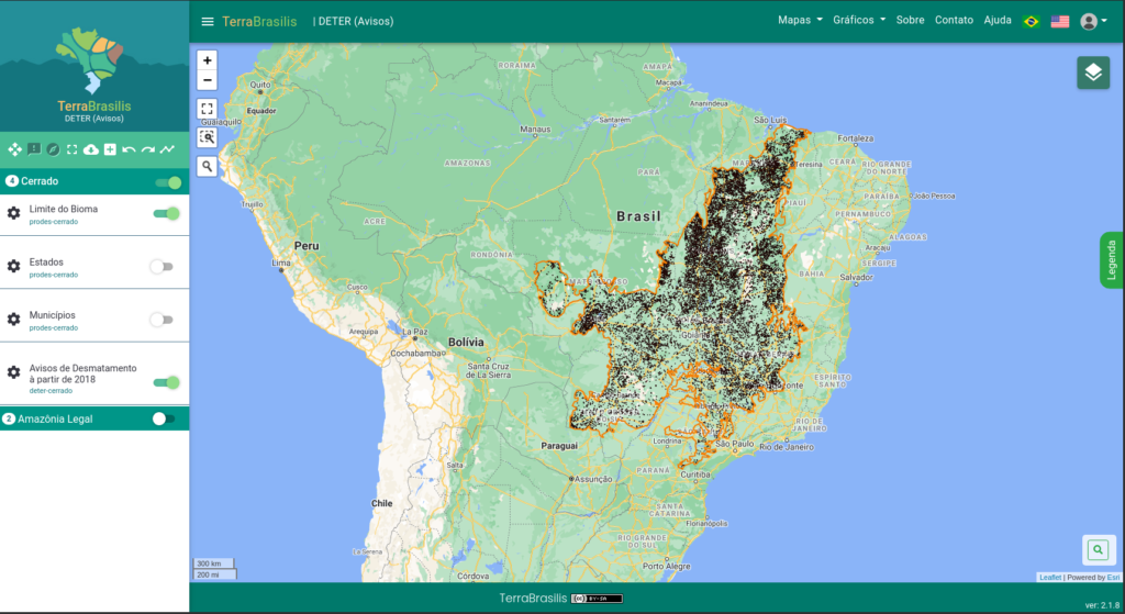 Mapa Interativo de Avisos de Desmatamento