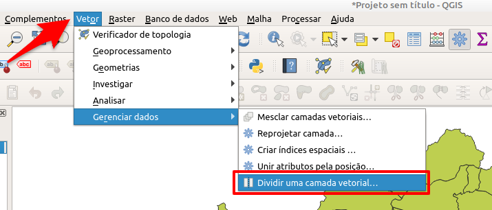 Menu Vetor QGIS