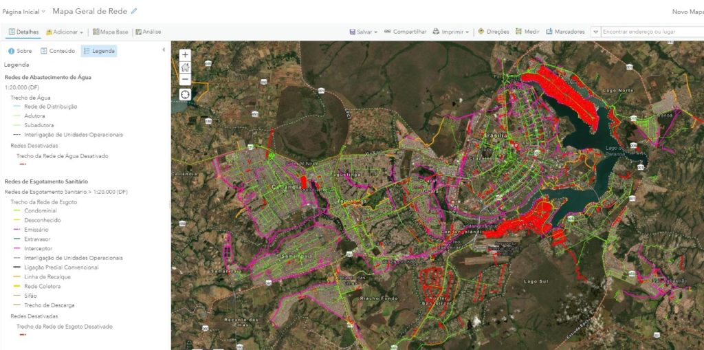Mapa Geral Rede CAESB - Uso do GIS Corporativo com Soluções ESRI